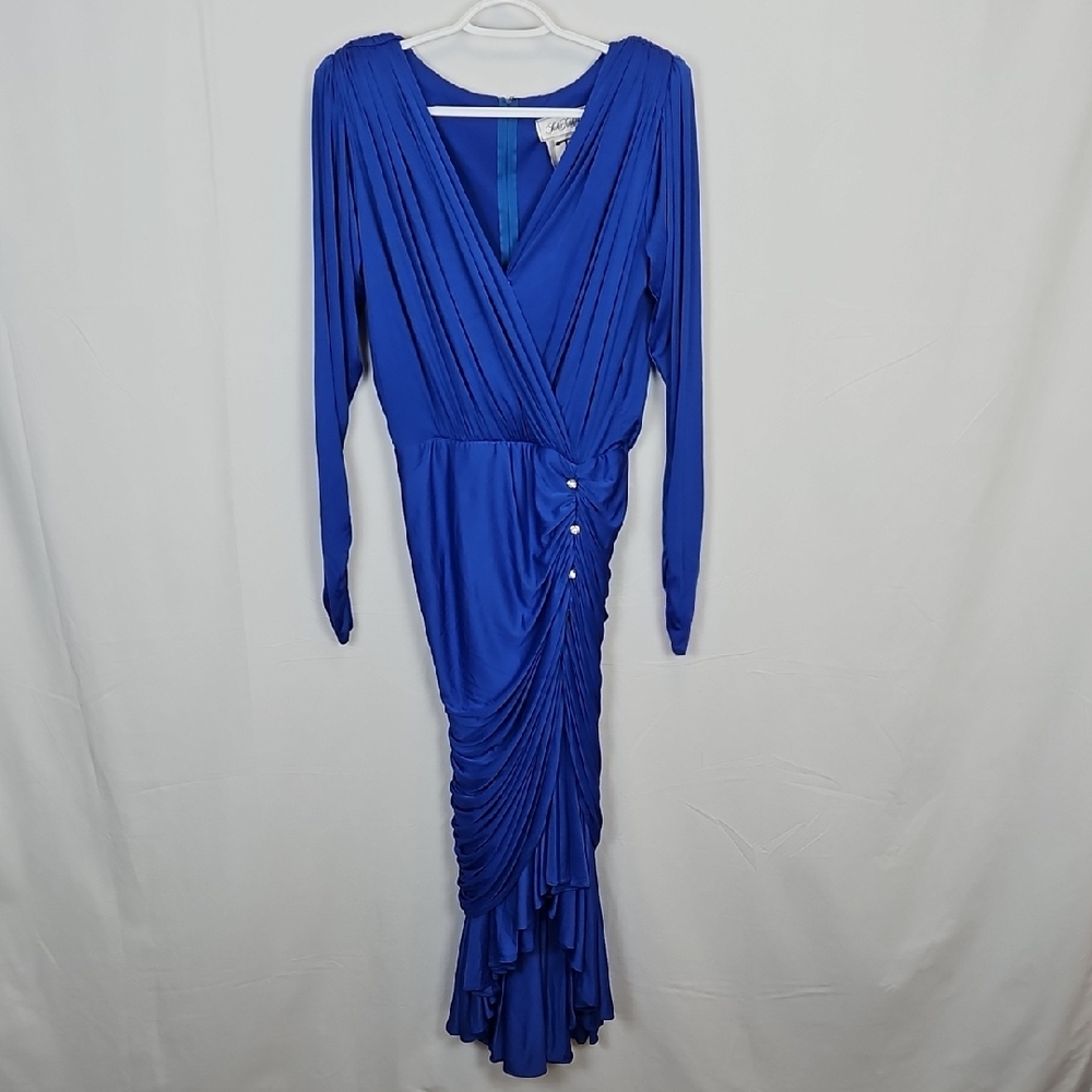 Vintage 1980's Saks Fifth Avenue Tadashi Shoji Blue Dress
